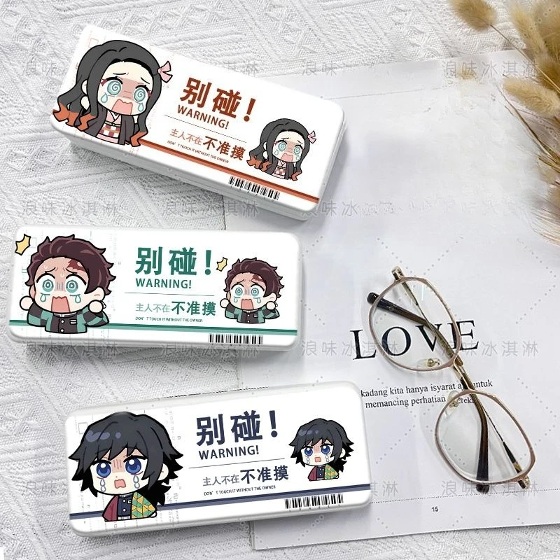 

Demon Slayer anime Tanjiro Yadouzi cute cartoon Q version glasses case kawaii student butterfly ninja peripheral glasses case