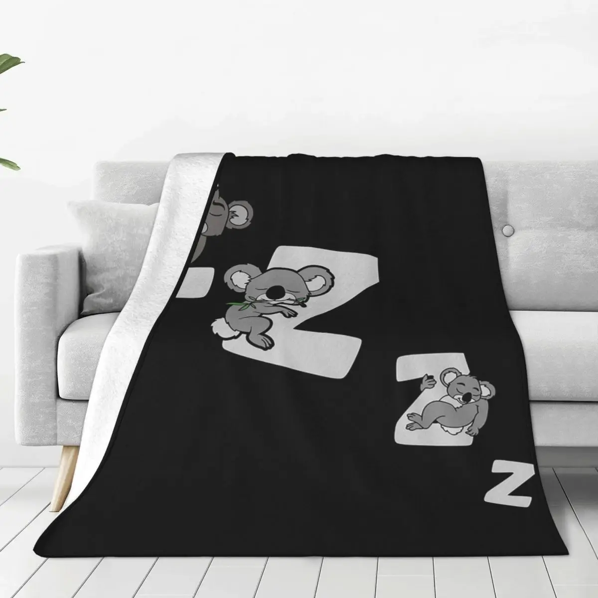Cute Baby Koala Sleeping Good Night Blanket Soft Warm Flannel Throw Blanket Cover for Bed Living room Picnic Travel Home Couch