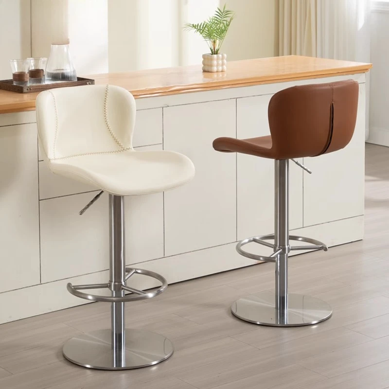 

Cream wind bar chair household light luxury high-end stool modern simple stainless steel bar island chair