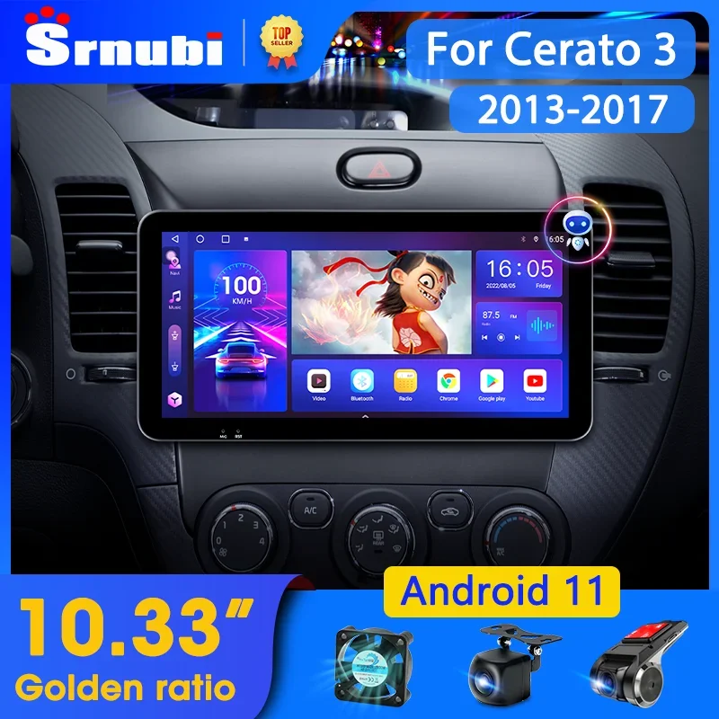 

Srnubi 10.3" Android 12 Car Radio for Kia Cerato 3 K3 2013 2014 2015 2016 2017 Multimedia Player 2 Din Carplay Stereo 4G GPS DVD