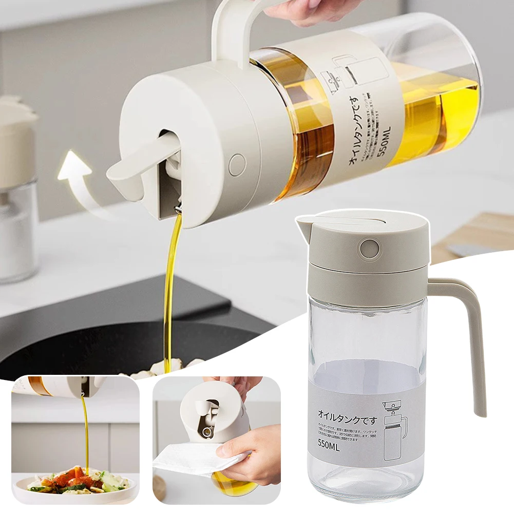 

550ml Olive Oil Pourer With Automatic Cap Leakproof Reusable Oil Bottle For Salads