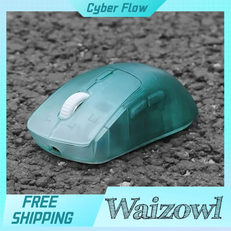 Waizowl Ogm Pro Mouse Tri Mode Bluetooth Wireless 2.4g Wired Gamer E-Sports Mouse Paw3395 Cyan Custom Mice For Computer Pc