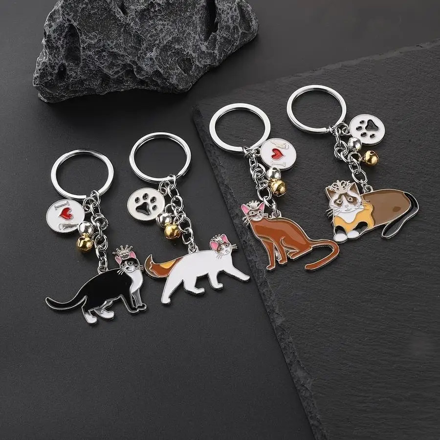 1/5/10/20/50/100pcs 1 pc/4 pcs Creative Metal Keychain with Cute Cat, Various Adorable Styles, Elegant and Durable, Key Organize