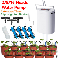 2/8/16 Heads Pump Automatic Watering Controller Pump Timer System Kit Flowers Plants Home Sprinkler Garden Self-Watering Tool