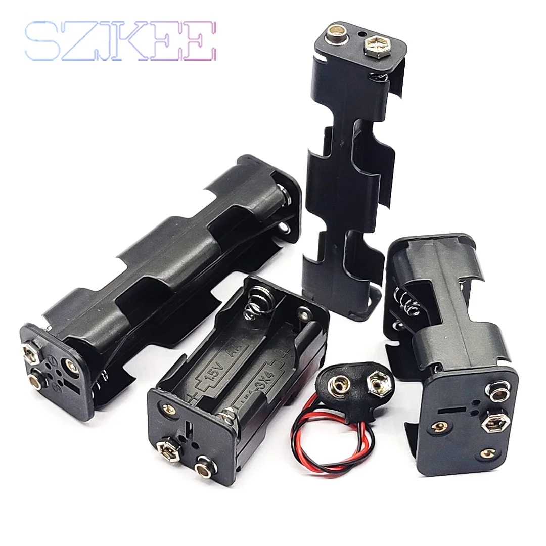 AA Battery Holder Double-Sided AA Battery Box Back-To-Back 2/4/6/8 Slots AA Box Series Connection With 9V Battery Buckle Optiona