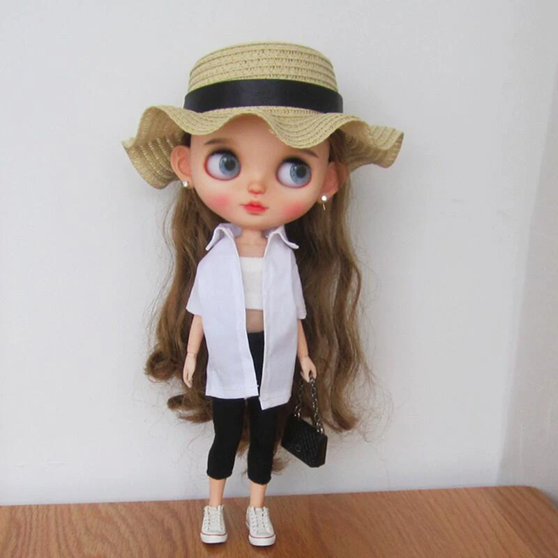 New Arrival Blythe Clothes Handmade White Shirt and Denim Jeans for Blyth Barbies 30cm 1/6 Bjd Azone Licca Dolls Accessories