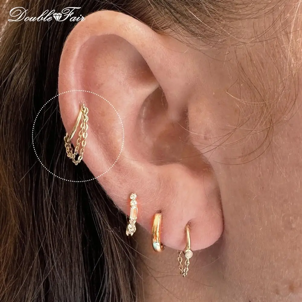 Helix Daith Tragus kolczyki do przekłuwania uszu dla kobiet 1PC chrząstka muszla łańcuszek z frędzlami okrągłe kolczyki Y2k ucho biżuteria — zdjęcie 4