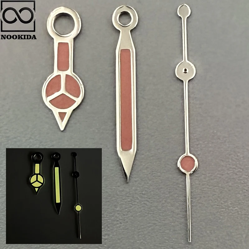 NOOKIDA Aksesori Jam Tangan Bercahaya Hijau/Oranye Bercahaya untuk Gerakan NH35/NH36/4R/7S Perak Hitam Merah Oranye Yell