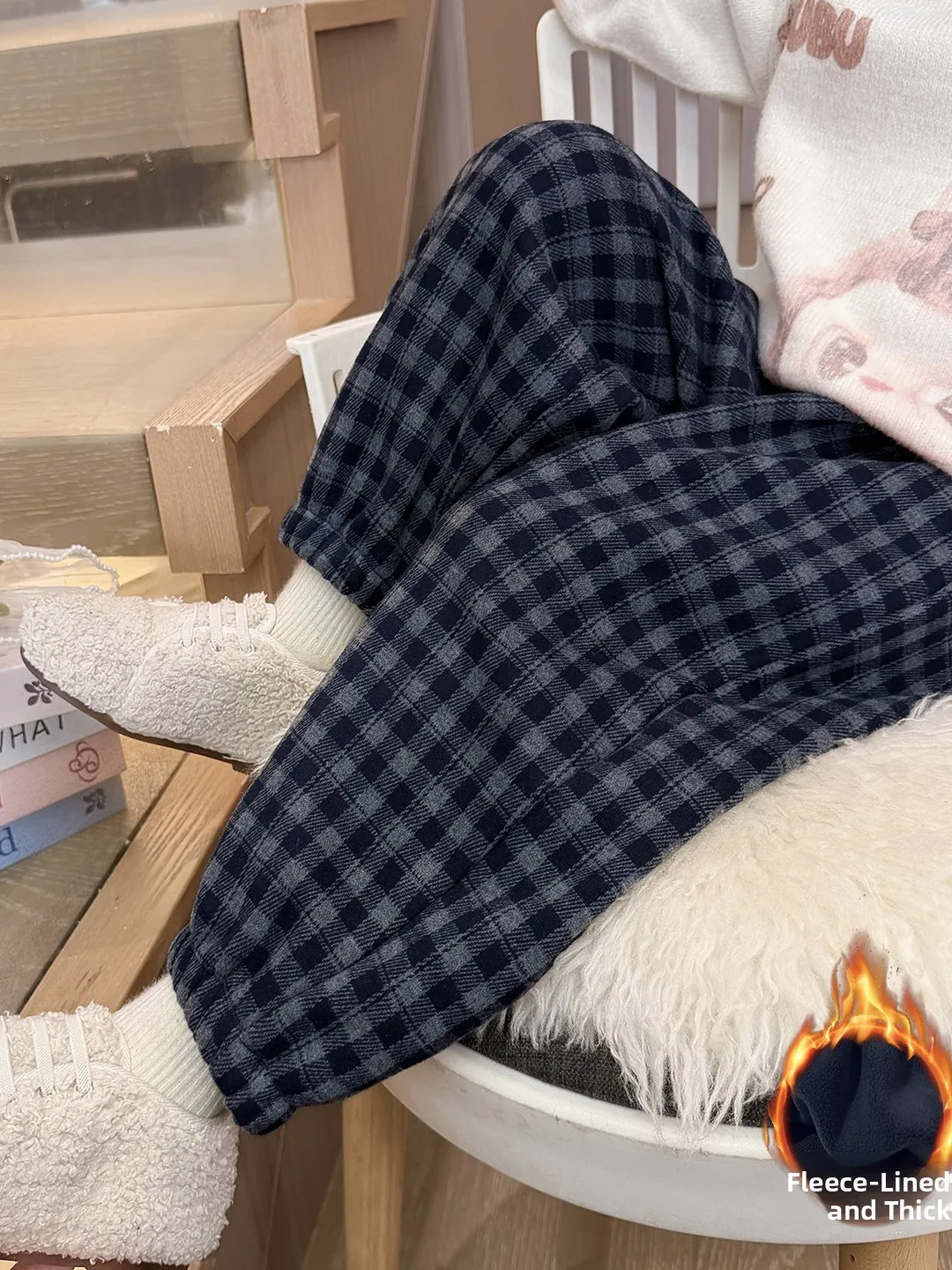 

Детские повседневные брюки на флисе для девочек, теплые осенне-зимние, милые длинные брюки, детская одежда, с высокой талией, свободного кроя