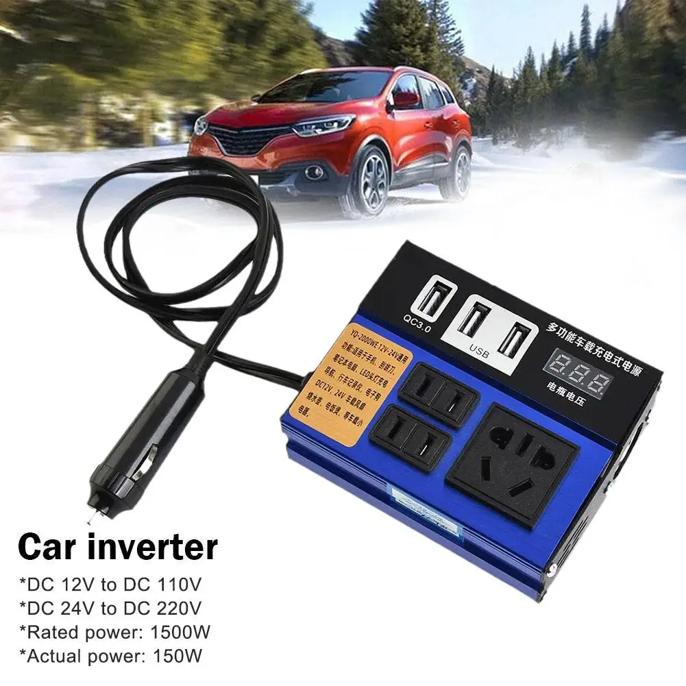 

Car Vehicle Power Inverter DC12V 24V To DC110V 220V USB Power ABS Universal Multifunctional Trip Converter Inverter Ports 4 T4K2