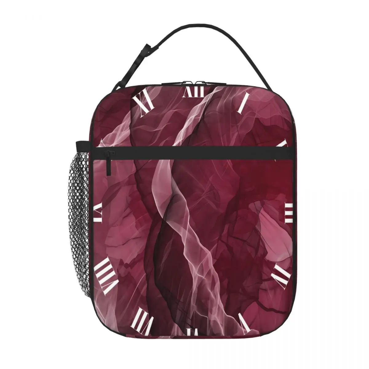 Bestselling Burgundy Smoke With White Roman Numerals Denim Style Student Lunch Bag Office Lunch Thermal Food Carrier