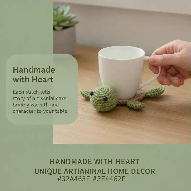 Handmade Crochet Turtle Coaster Cute Animal Non-slip Mug Rug for Living Room Decor Unique Small Daily Gift
