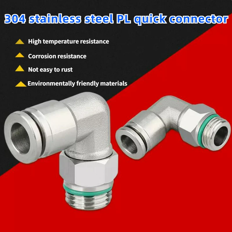 

304 Stainless Steel Pneumatic Fitting PL-G Threaded Hose 4 6 8 10 12mm Air Tube Quick Connector Male Thread 1/8" 1/4" 3/8" 1/2