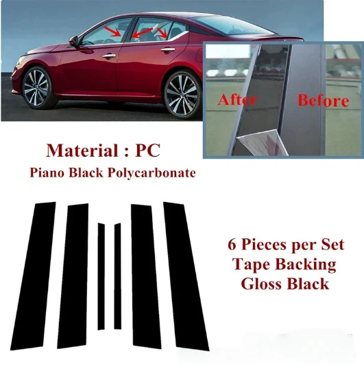 

Для Nissan Aitima Teana 2006-2023, украшение окна, глянцевая черная крышка дверной рамы, наклейка на центральную стойку