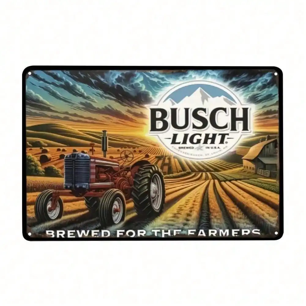 Vintage Busch Light Traktor Blechschild Metall Wanddekoration für Bar Man Cave