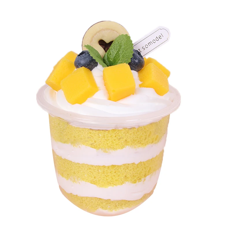 Simulation Fruit Cream Pudding Cake Fake Mousse Cup Ornaments Dessert Table Window Display Model