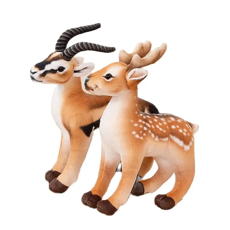 New 33*28CM Simulation Sika Deer Antelope Plush Toys Stuffed Soft Wild Animals Toys Gift Upholstery