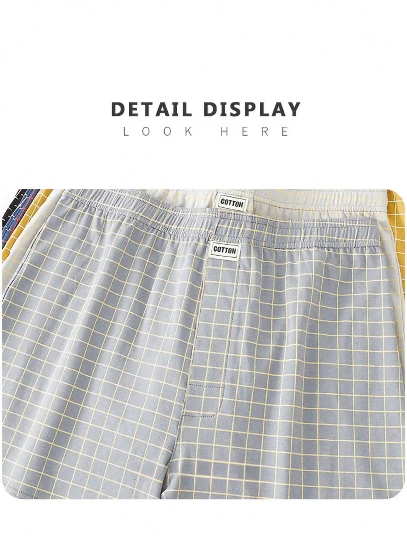 3pcs Men's Cotton Underwear Men Boxer Briefs,Soft Comfortable Plaid Design Loose Boxer Shorts