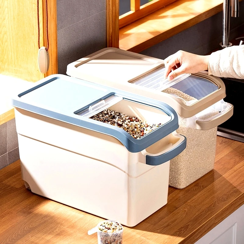 Waterproof Rice Storage Box with Pulling Cover Large Capacity Kitchen Storage Container for Rice And Flour Pest Proof Home Use