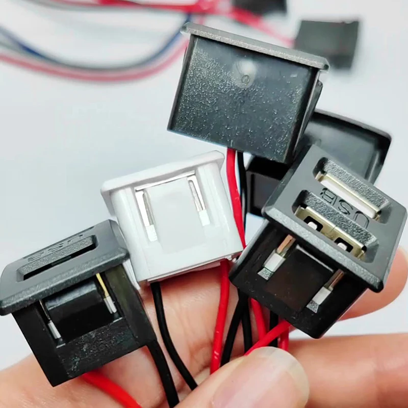 1Pc Black Double-Layer Usb Female Base Type-C Opladen Socket Stopcontact Met Kabel Connector Usb Oplader Poort Data Interface