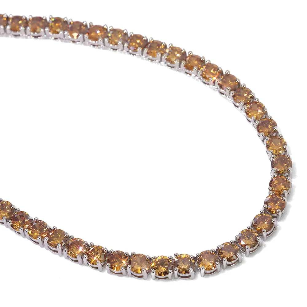 الهيب هوب مجوهرات الجليد 5 مللي متر واسعة ملونة تألق تنس قلادة تشيكوسلوفاكيا الزركون المألوف تنس قلادة مناسبة للرجال والنساء