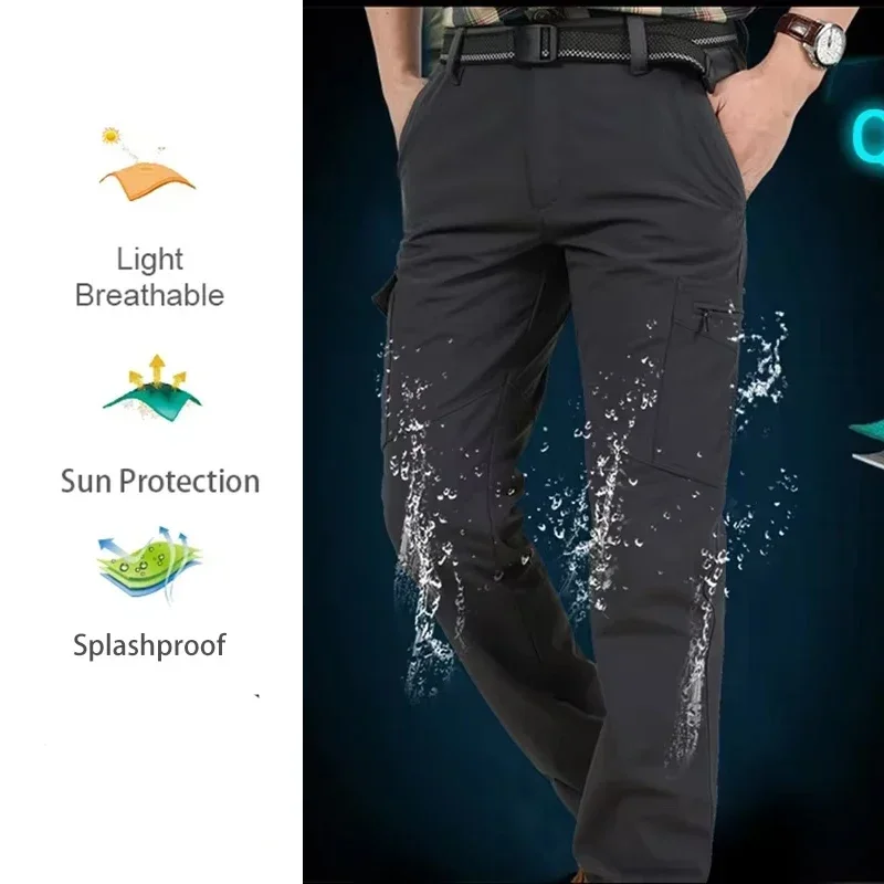 

Summer Long Trousers Men Motorcyle Sun-Protective Casual Lightweight Male Quick Dry Cargo Camping Overalls Tactical Pants 4XL