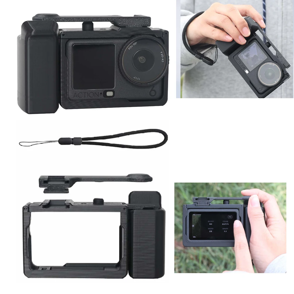 

3D Printing Street Grip Vlog Holder Combo Camera Grip Holder For DJI Osmo Action6 Camera Grip with Lanyard Camera Accessories
