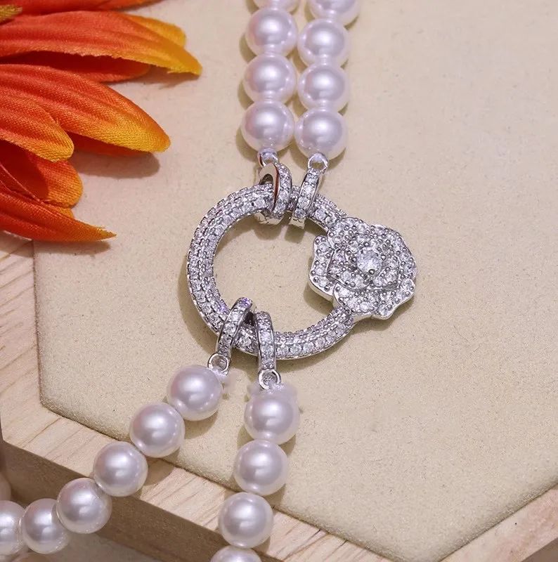 

2-рядное жемчужное ожерелье AAAA 7-8 мм, натуральное японское ожерелье Akoya с круглым белым жемчугом 925S19-20 дюймов