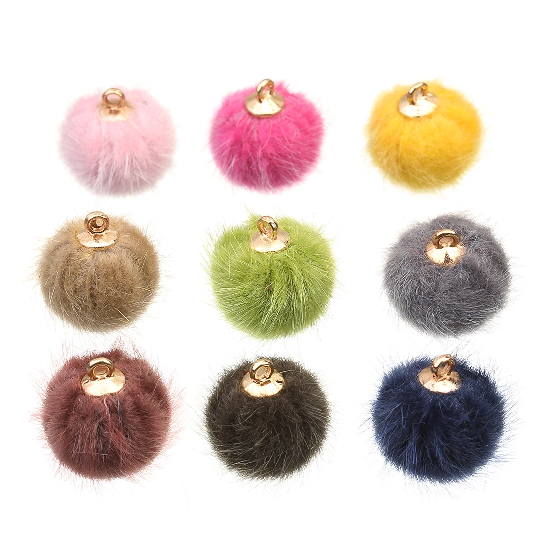 20 Stück Plüsch-Kugel-Charms, Perlen, mehrfarbig, Nachahmung von Pferdehaar, Pompons, Riemen-Anhänger für DIY-Herstellung von Ohrringen, Schmuckzubehör