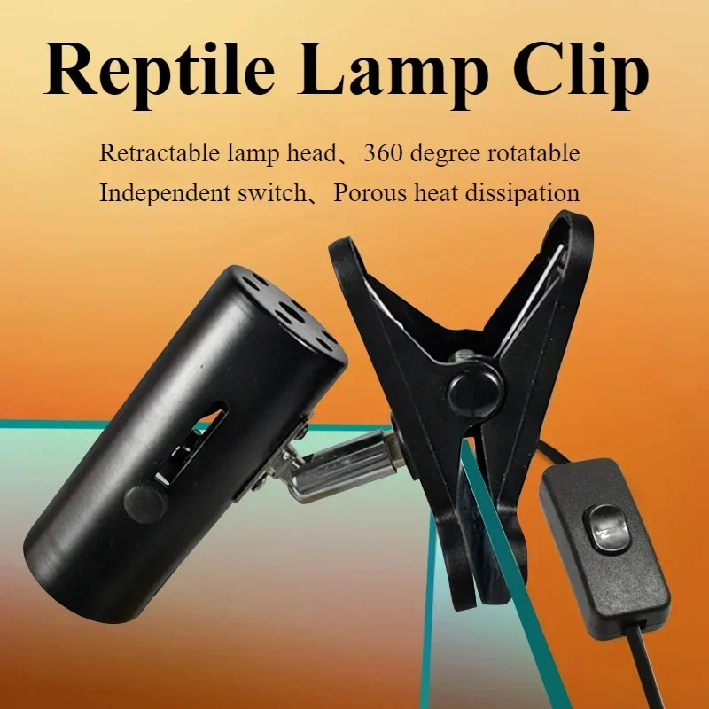 E27 Reptile Lamp Clip 360 Degree Rotation Heating Light Stand with Independent Switch Reptiles Lighting for Turtle Lizard