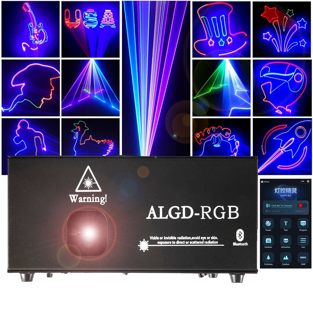 2W DJ Laser Light 3D Animation Laser Projector Supports Manual Graffiti Personalized Programming Wedding KTV Bar Stage Performan