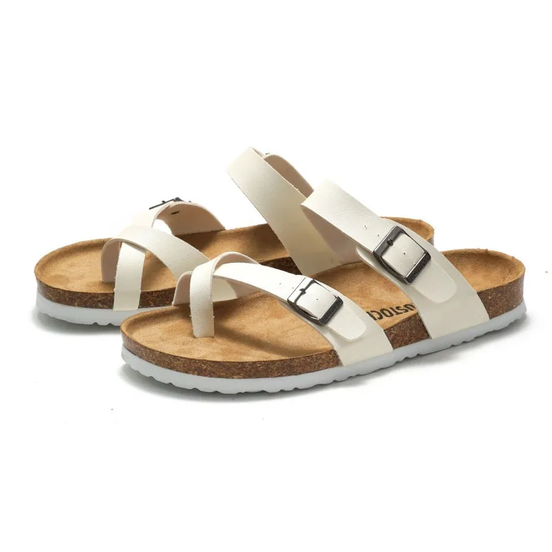 Fashion Cork Slippers Women Classic Flat Sandals Female Outdoor Anti-slip Beach Slides Cork Sole Arch Support Couples Sandals