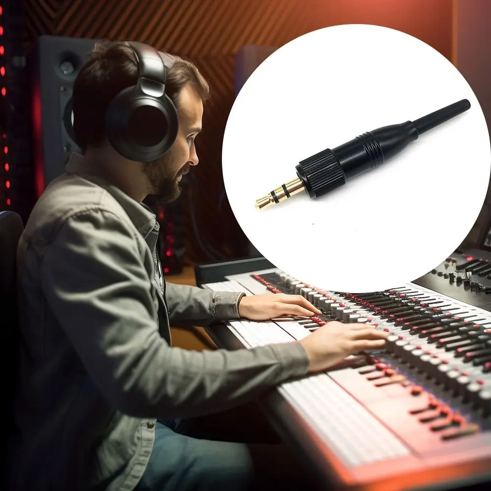 Schwarz 3,5mm 3,5mm 1/8 "Stereo-Schraube Audio-Lock-Anschluss für Sennheiser Sonyd11/v1/p03 Mikrofon Ersatz stecker