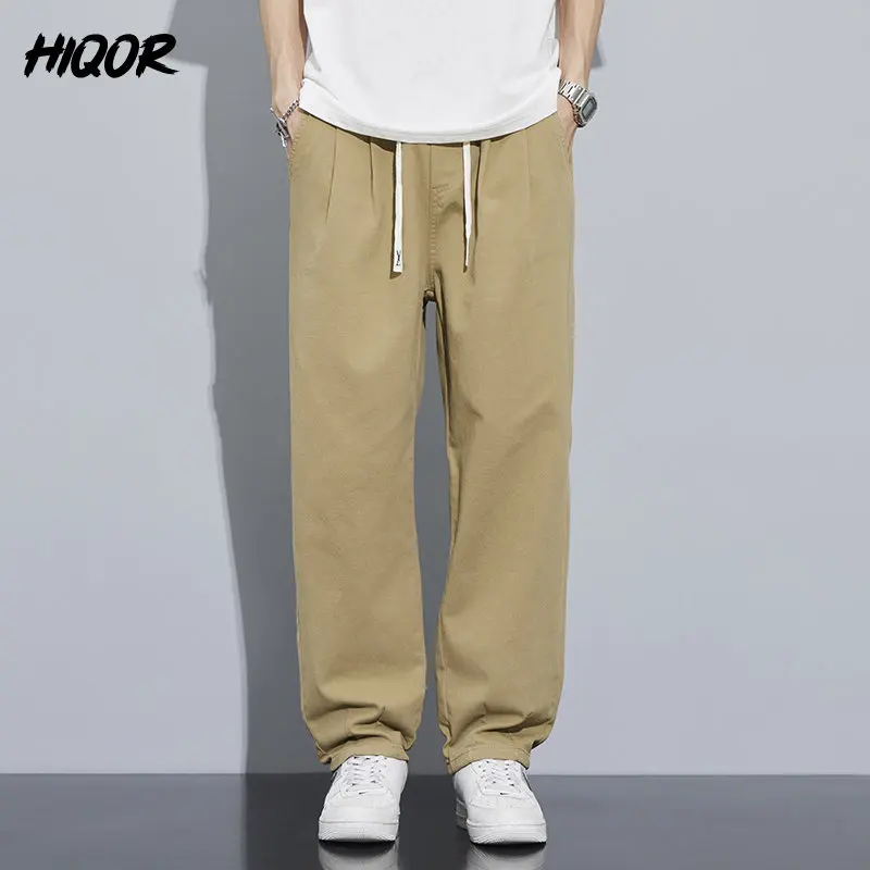 HIQOR 2023 Brand 100% Cotton Lightweight Sweatpants Man Patchwork Casual Long Sweat Pants Men\'s Jogger Trousers Dark Light Green