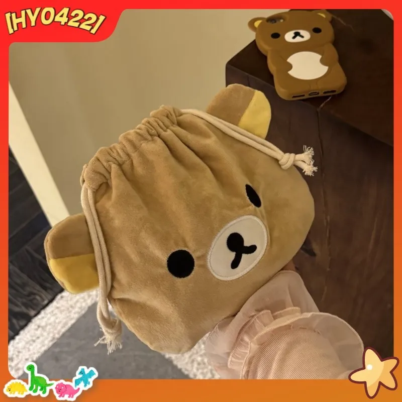 

Rilakkuma Kawaii Drawstring Bag Korean Ins Style Large Capacity Portable Cosmetic Sundries Storage Pouch For Travel Use