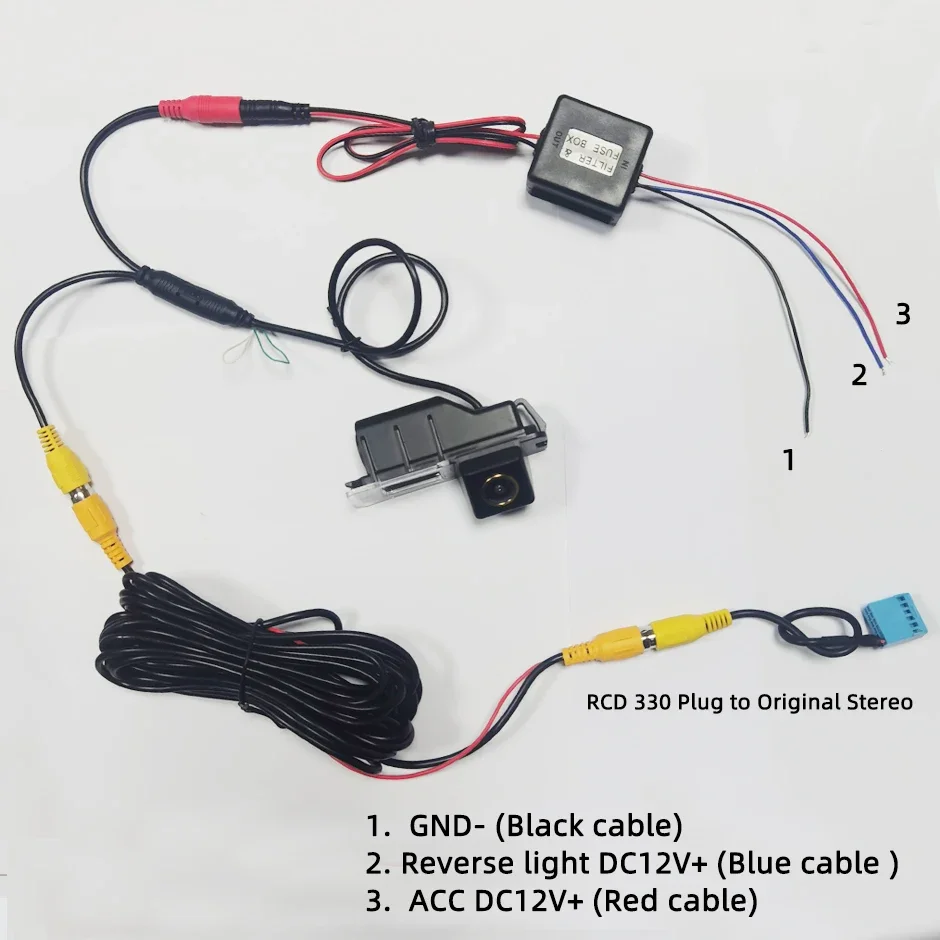 Car Rear View Camera Power Delay Timer Relay Filter Rectifier RCD330 PQ MIB RCA Conversion Adapter For VW BMW BENZ Audi