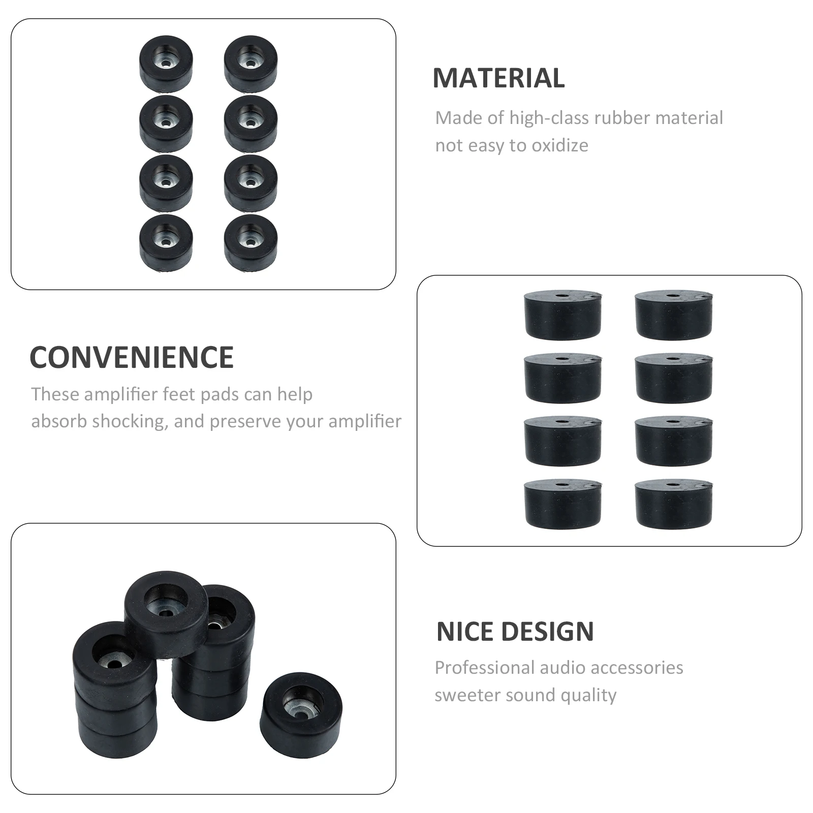 8pcs Rubber Furniture Pads Feet Pads For Amplifier Isolation Shock Absorption Protection Audio Accessories Spike Mat