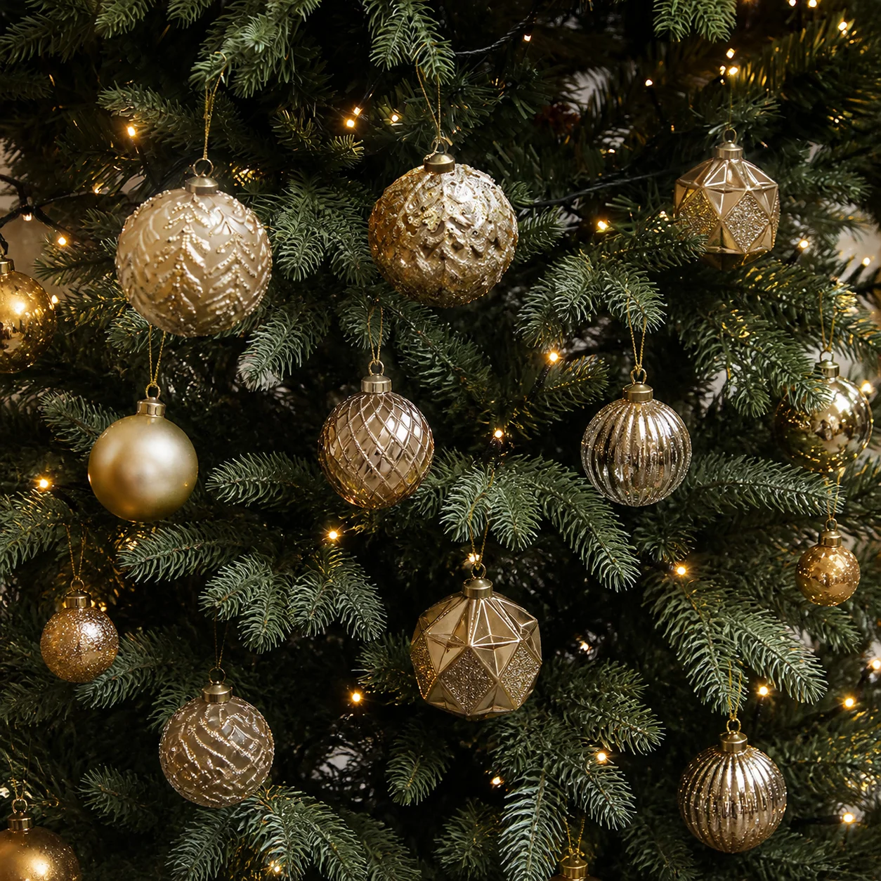 Holiday Decoration Ball Light Champagne Gold Hanging Bauble Christmas Tree Hanging Ball Ornament Glittered For Christmas Retail