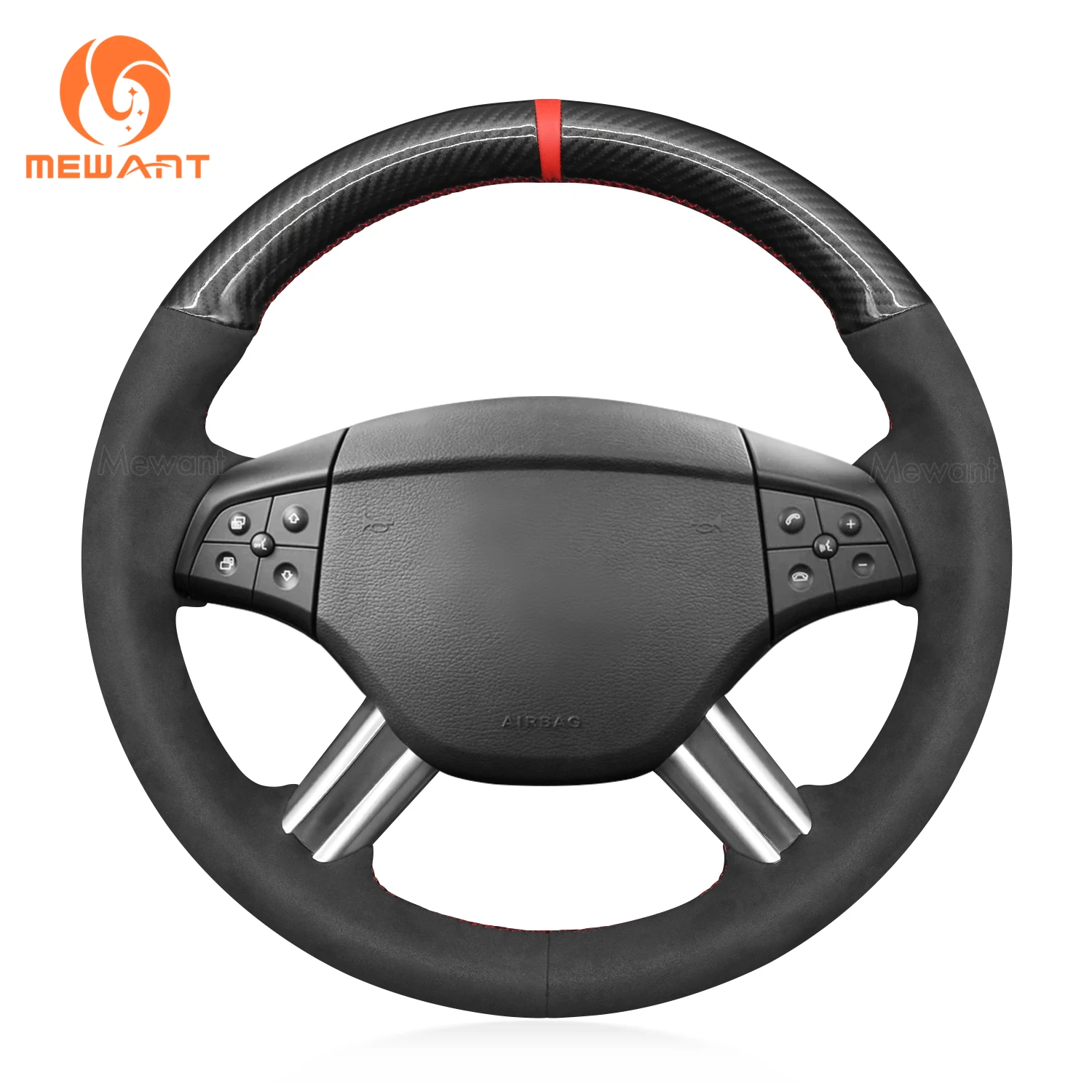 

MEWANT Carbon Fiber Artificial Leather Car Steering Wheel Cover for Mercedes Benz GL-Class X164 2007-2008 / M-Class 2006-2008