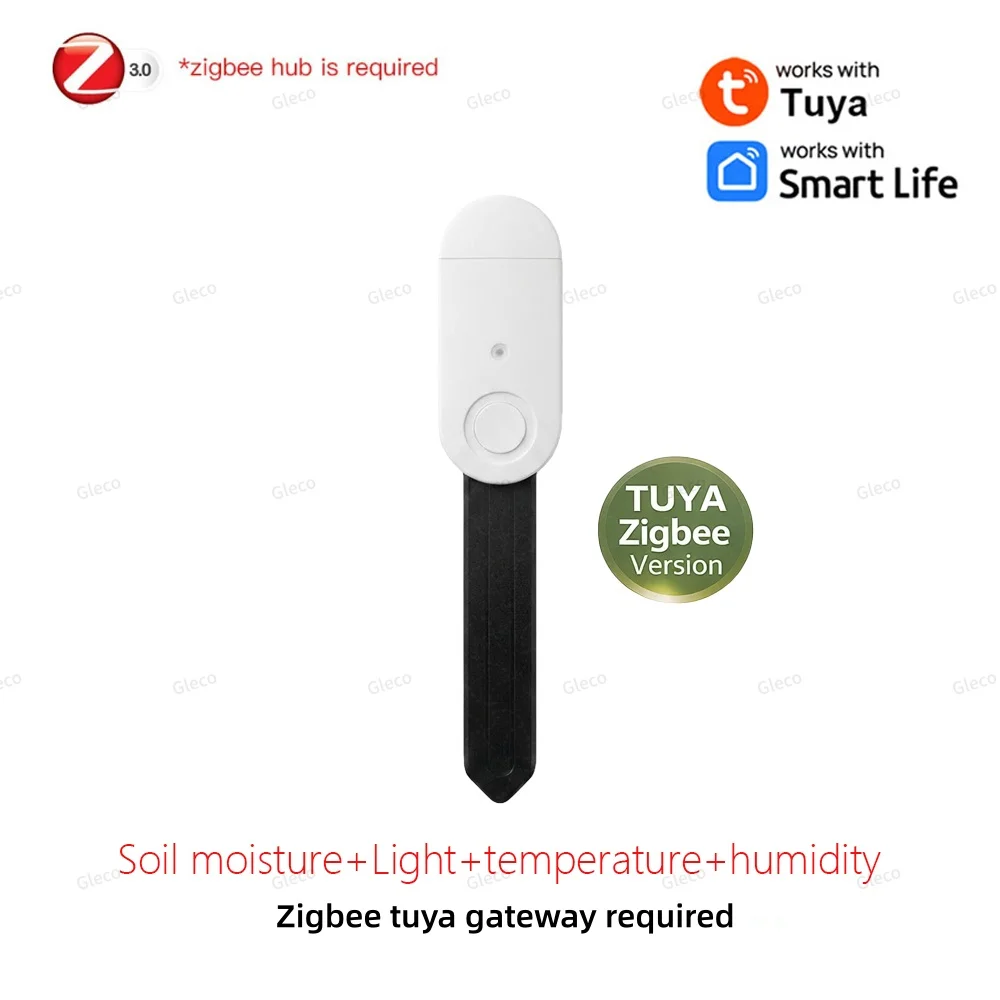 Zigbee Bodensensor, Feuchtigkeits- und Temperaturmessgerät, Fruchtbarkeits- und Lichttester für Tuya Smart Life Z2M Home Assistant Automation