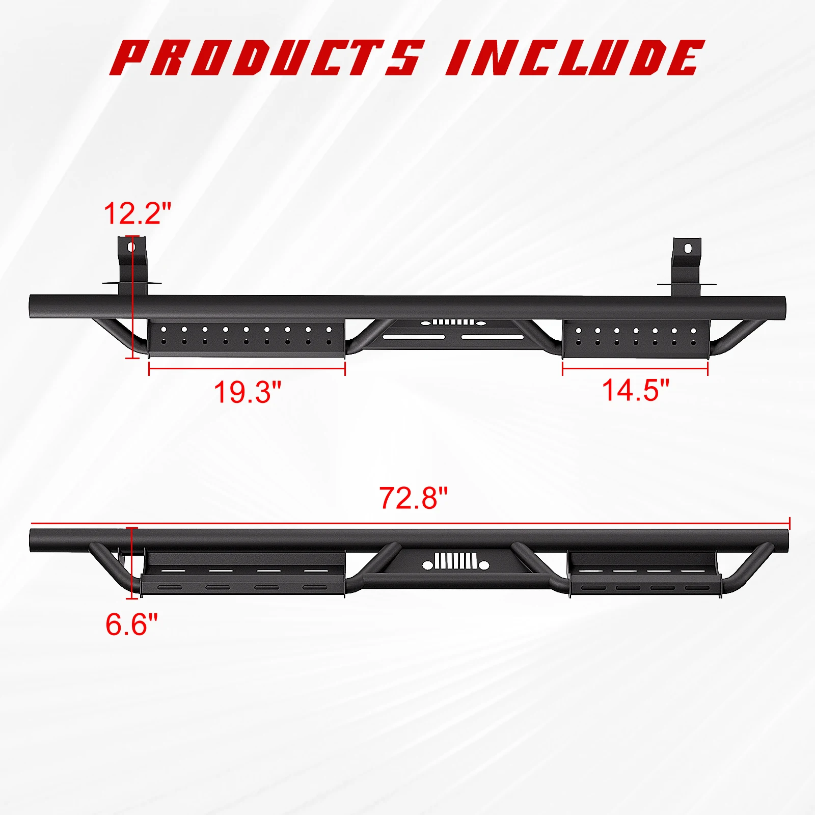 Armor Running Boards for 2018-2024 Jeep Wrangler JL 4 Door Nerf Bar Side Steps