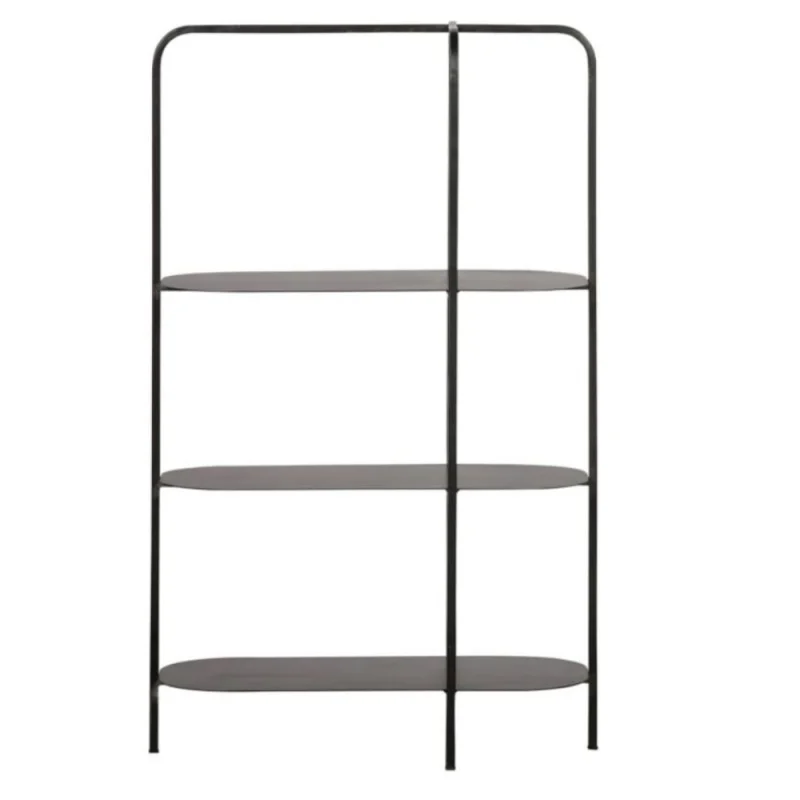 custom.Modern 3 Shelf Black Display Bookcase Solid Frame Metal Crafts Storage Living Room Cabinets Easy to Use Furniture