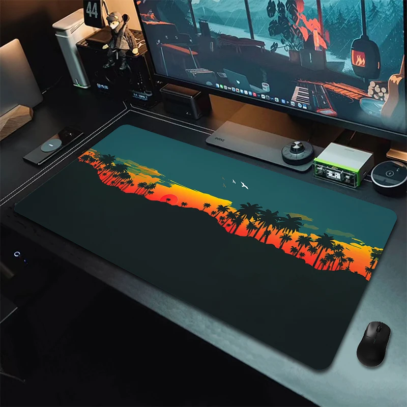 

XXL резиновый большой коврик для мыши Deep Forest, коврик для мыши Firewatch, геймерский нескользящий художественный настольный коврик, коврики для ноутбука, 90x40 см, коврики для клавиатуры