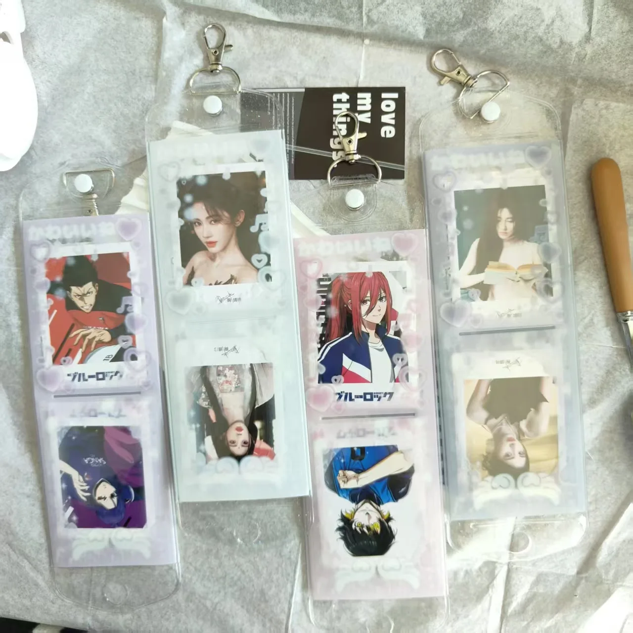 حامل بطاقات بسيط مزدوج الجوانب متعدد الجيوب مقاس 3 بوصات مع مشبك جراد البحر لمعرف الصور #2