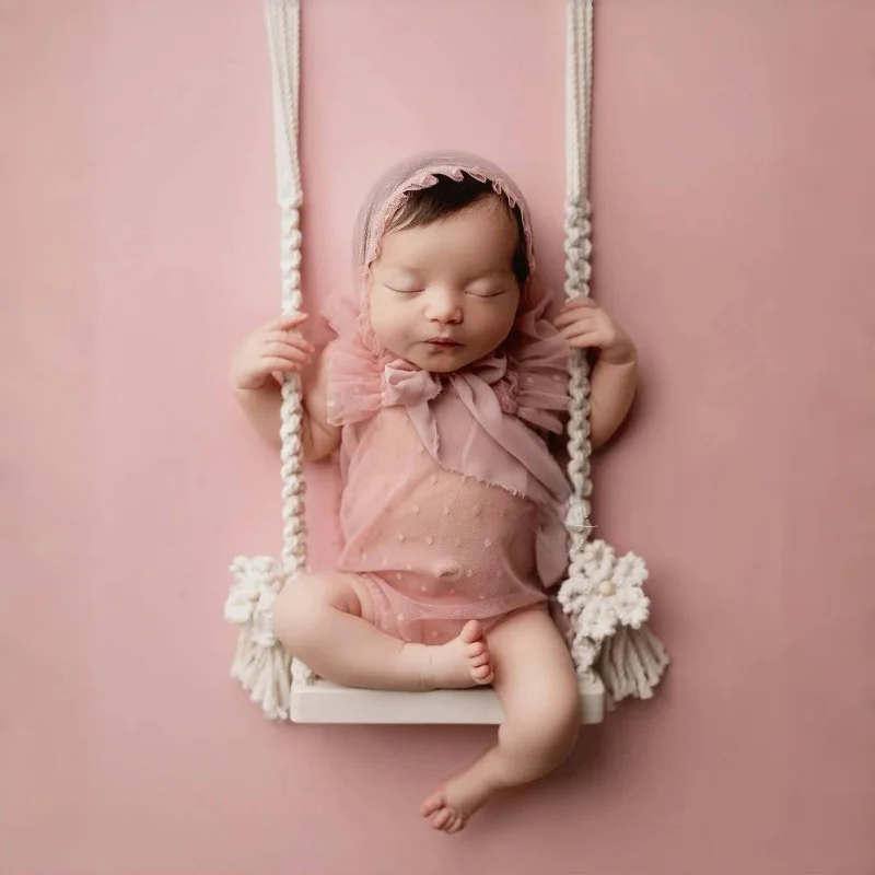 Baby Photography Props Newborn Swing Chair Wooden Furniture Infants Photo Shooting Prop Accessories Baby Photo Props Swings