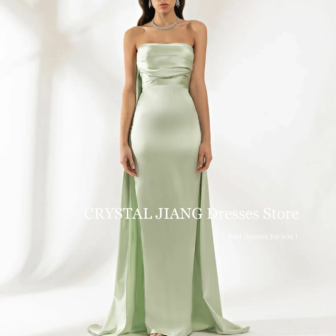 Elegant Long Strapless Satin Evening Dresses Sleeveless Sheath Pleated Floor Length Suitable Dresses on Request