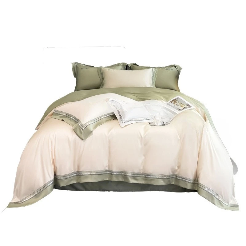 

Maternal and infant grade 100 long-staple cotton light luxury four-piece set, cotton bed sheet and bed hat