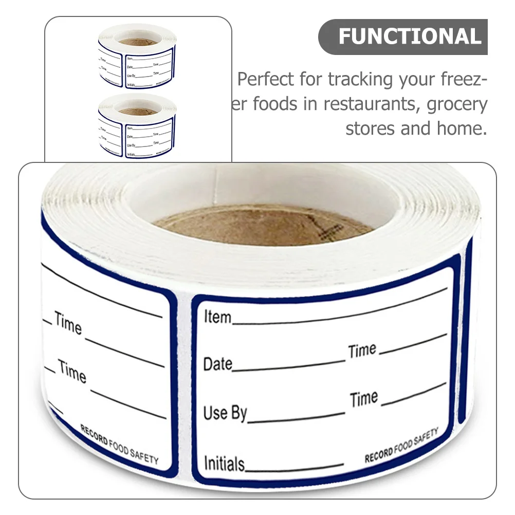 2 rotoli di carta per etichette per conservazione degli alimenti per contenitori per frigorifero e congelatore Etichette adesive sintetiche impermeabili