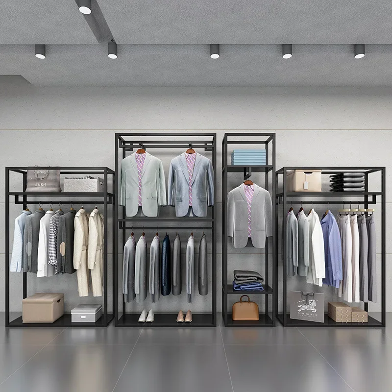 Clothing store display rack Men's clothing store Counter shelf Display rack Floor-to-ceiling combination Multi-layer hanging clo