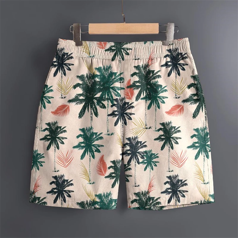 Coconut Tree 3D Print Summer Men's Shorts Elastic Waist Drawstring Beach Swim Shorts Sports Short Pants Men Clothes Quick-dry